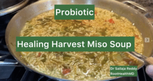 Healing vegetable soup with sprouts and miso